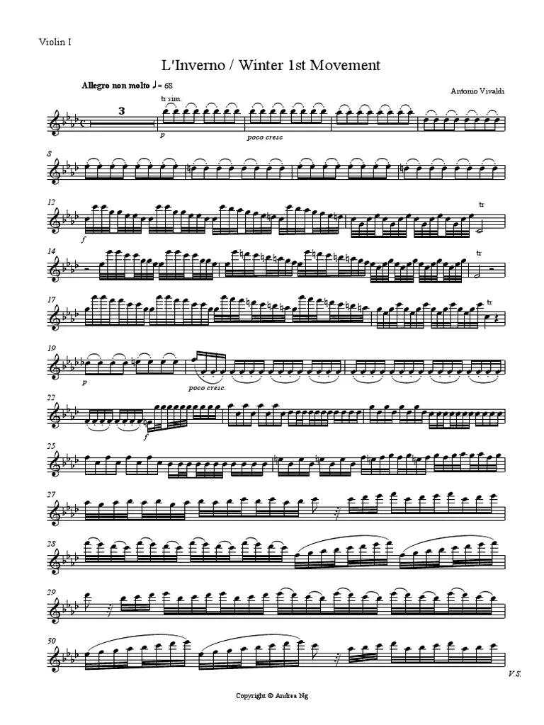 vivaldi invierno partitura violin - Cuántos movimientos tiene el Invierno de Vivaldi