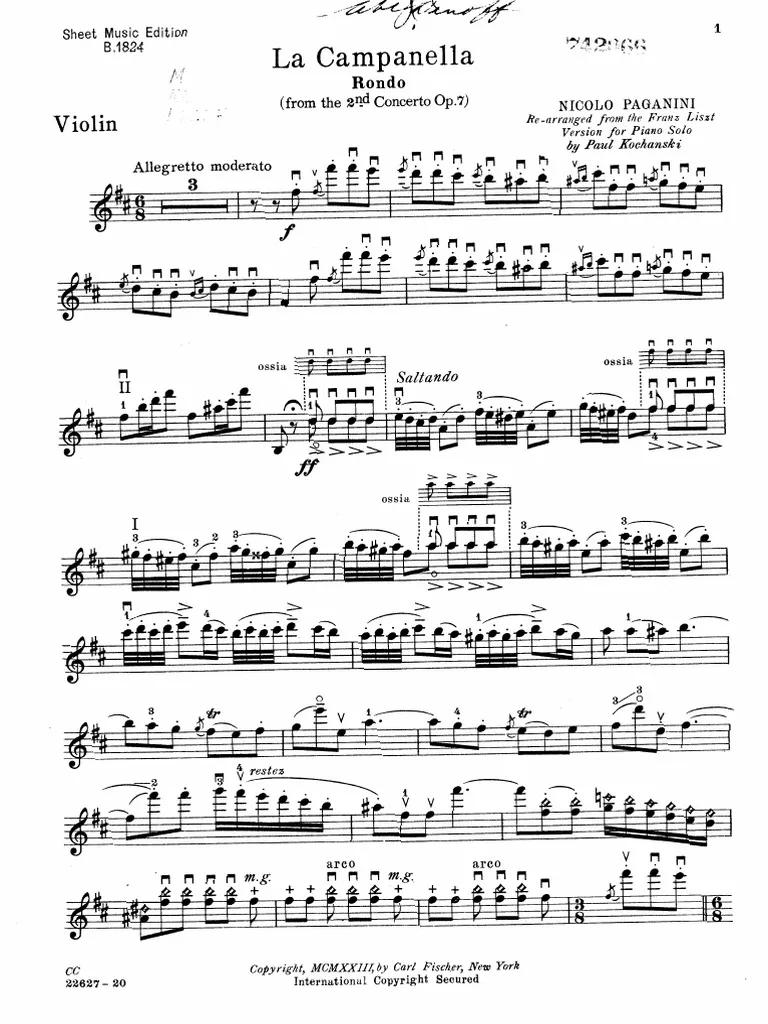 campanella paganini partitura violin - Is La Campanella a piano or violin piece