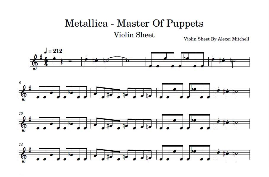 master of puppets partitura violin - Is Master of Puppets solo hard