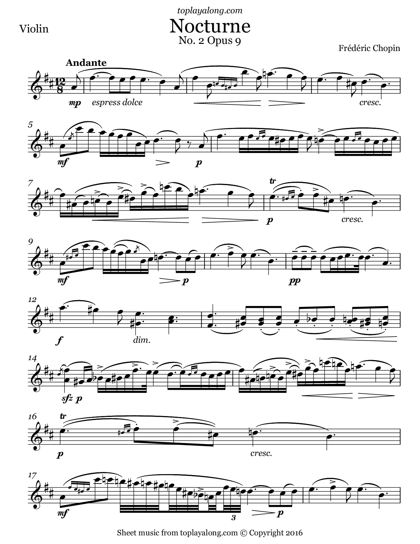 nocturne violin notes - Is nocturne homophonic