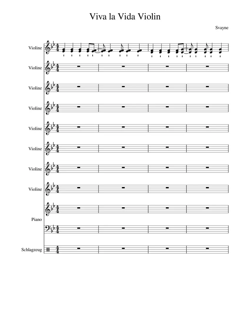 Partitura Para Piano Viva La Vida