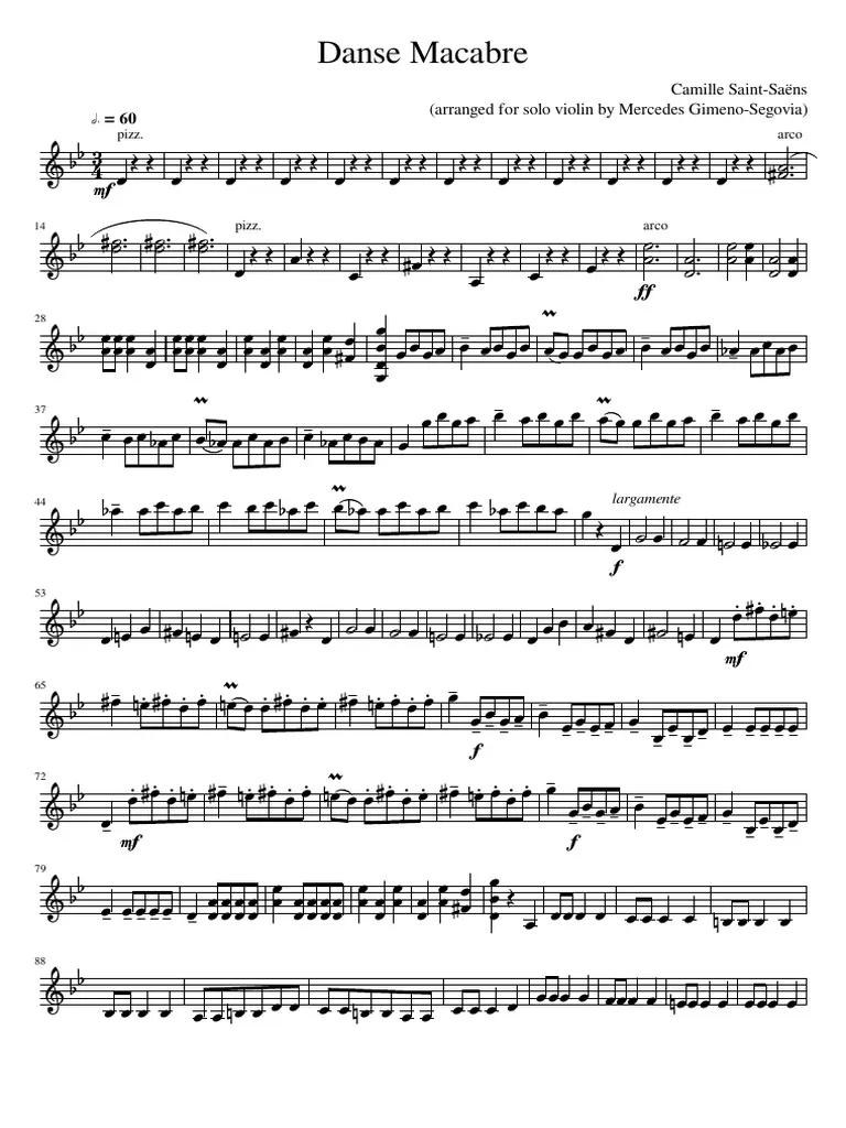 danse macabre violin sheet - What does each instrument represent in Danse Macabre