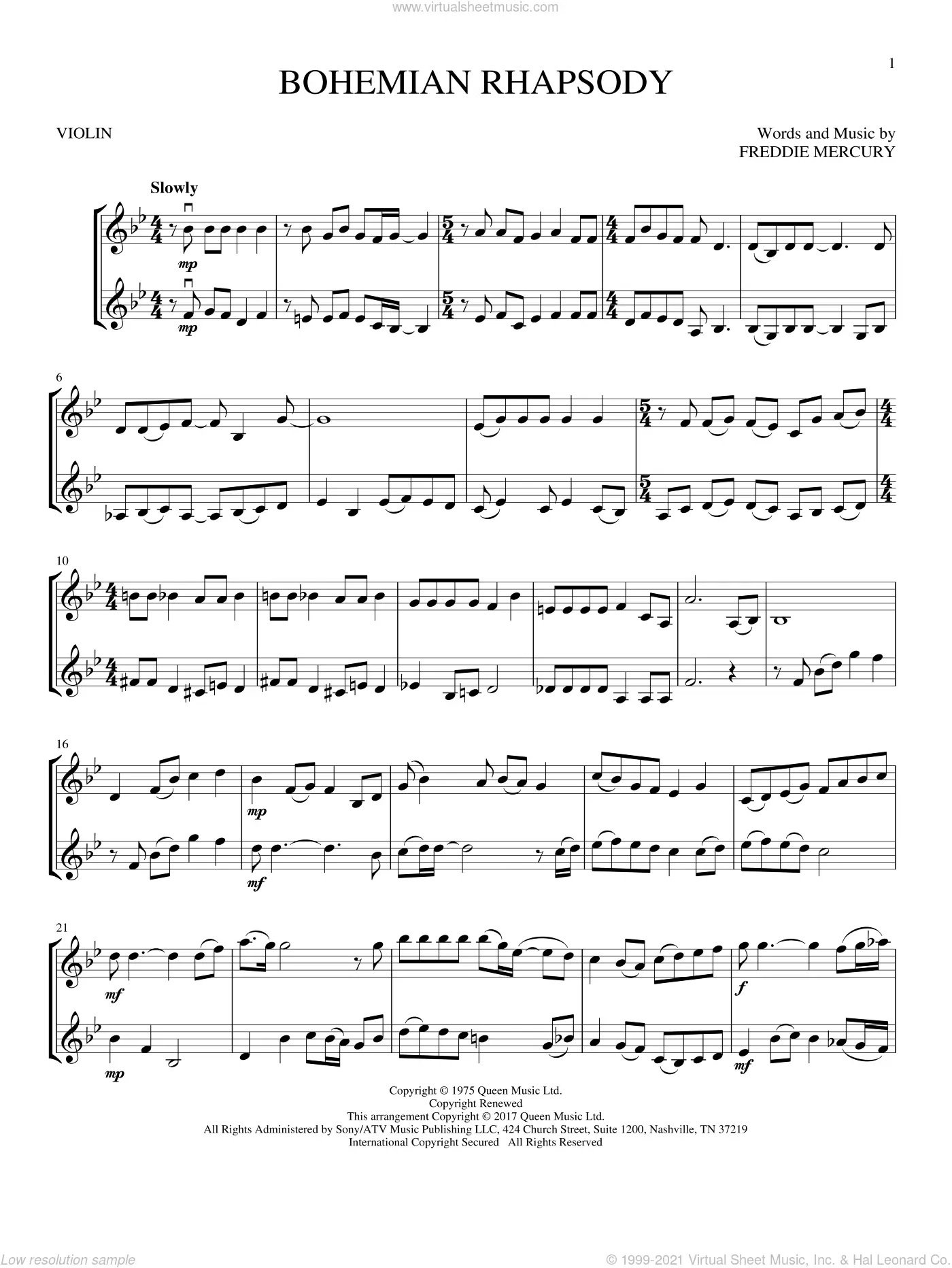 bohemian rhapsody partitura violin - What grade level is Bohemian Rhapsody
