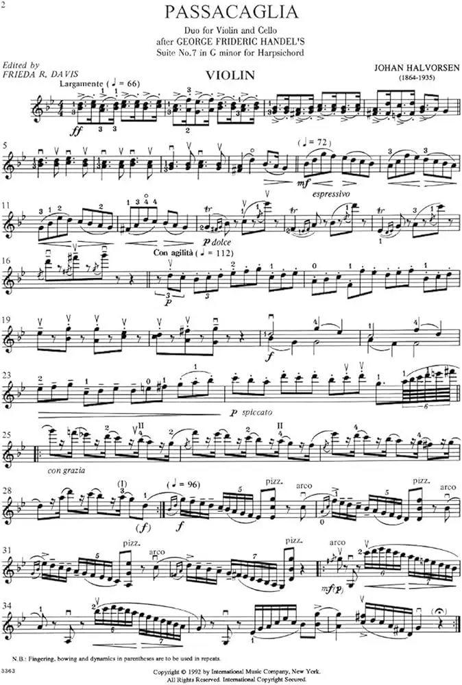 passacaglia violin - What grade level is Passacaglia