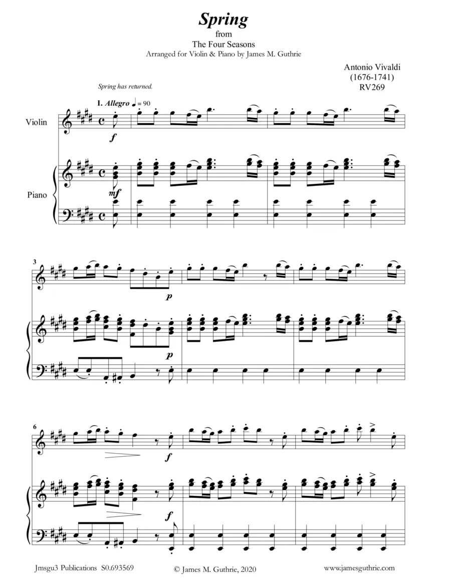 vivaldi spring violin and piano - What instrument is used in Vivaldi Spring