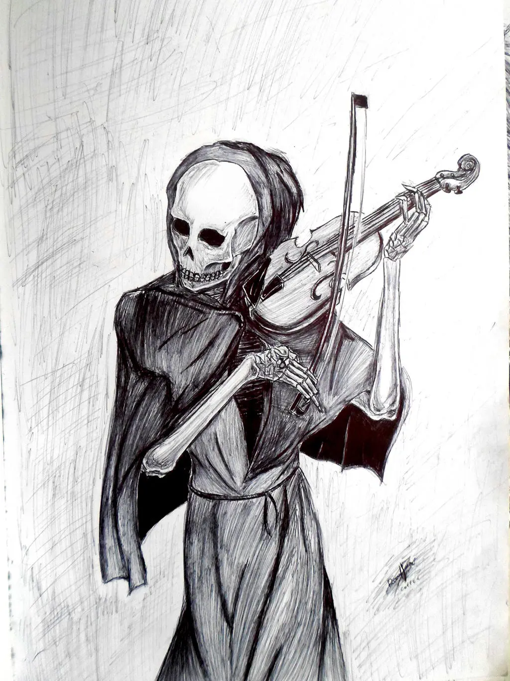 violin of death - What is the meaning of the self portrait with death playing the fiddle