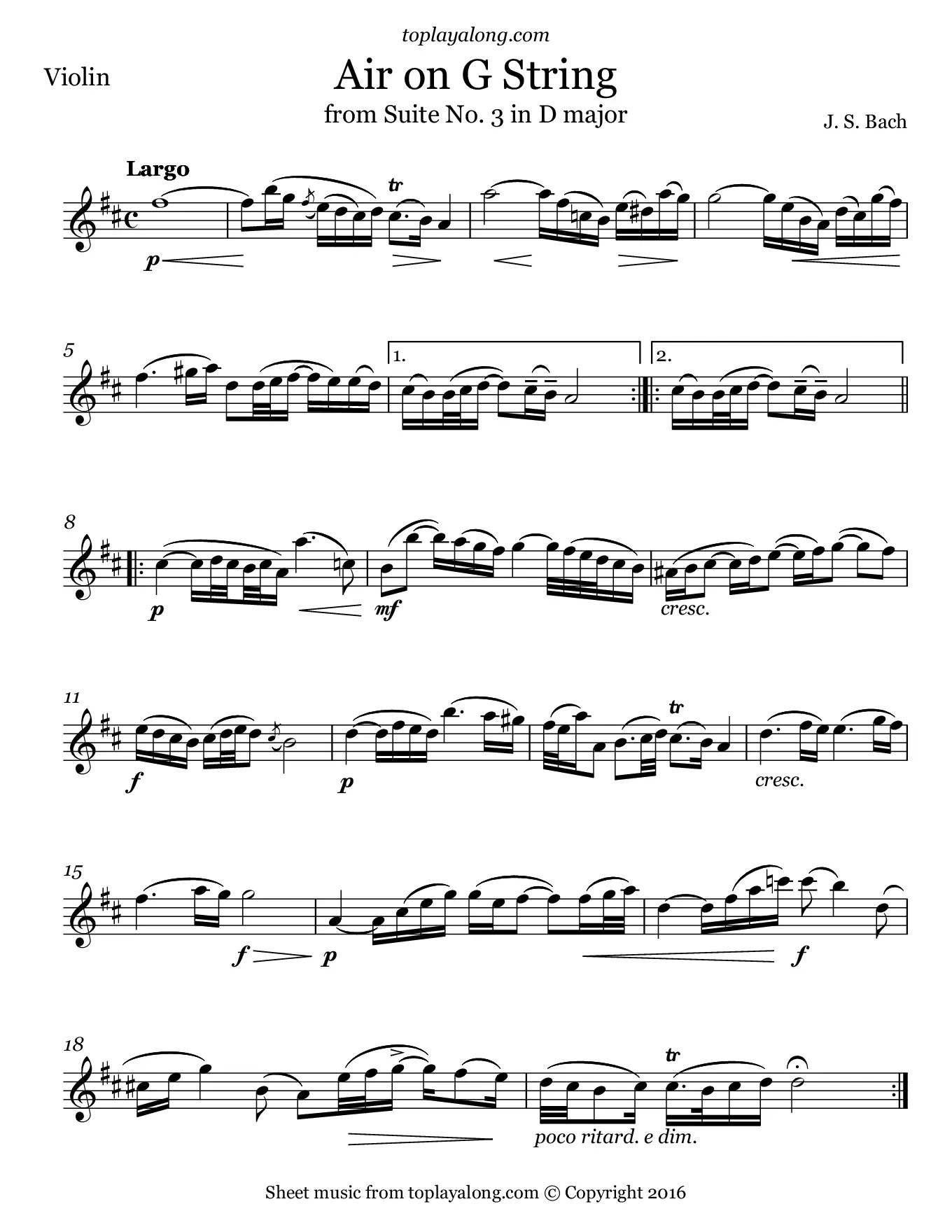 air suite in d bach partitura violin - What is the most famous Bach Orchestral Suite