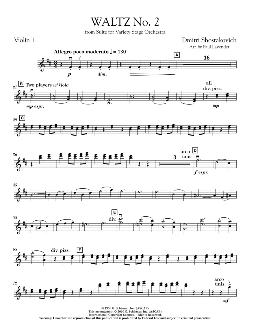 second waltz partitura violin - What is the second waltz in