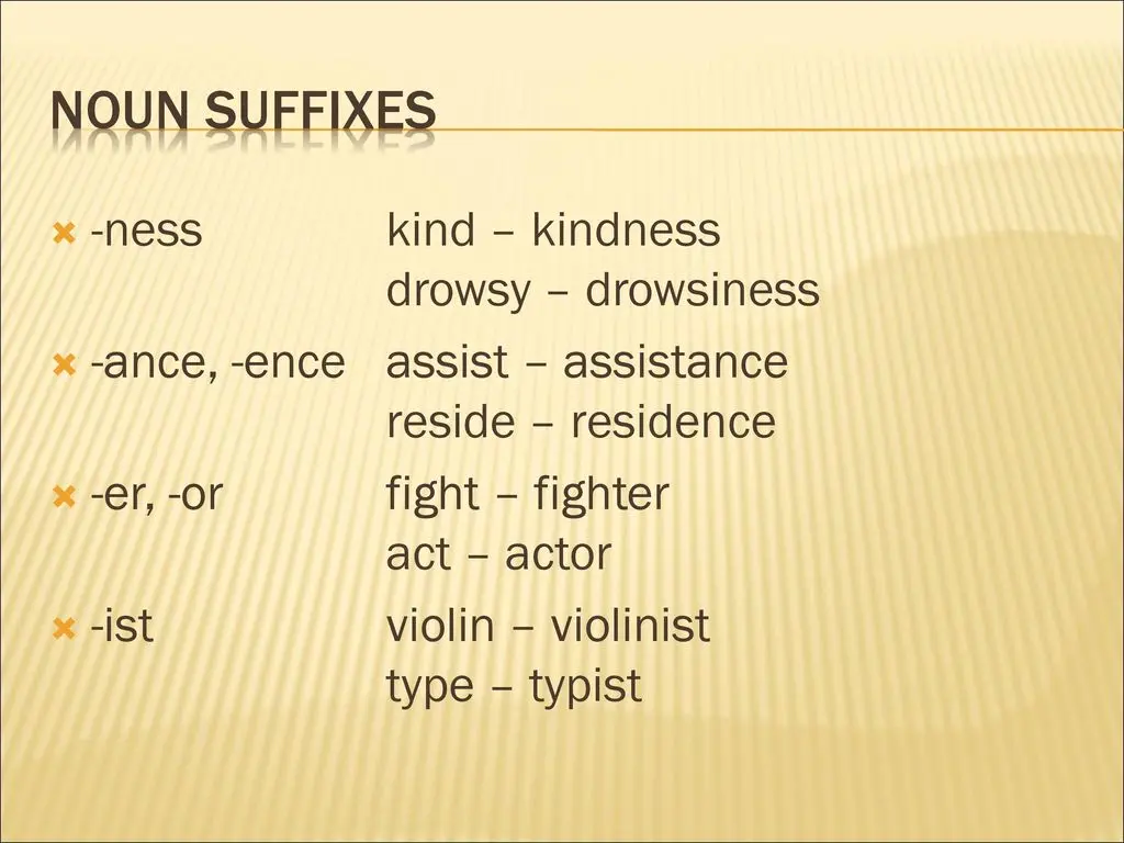 violin suffix - What is the suffix word violin