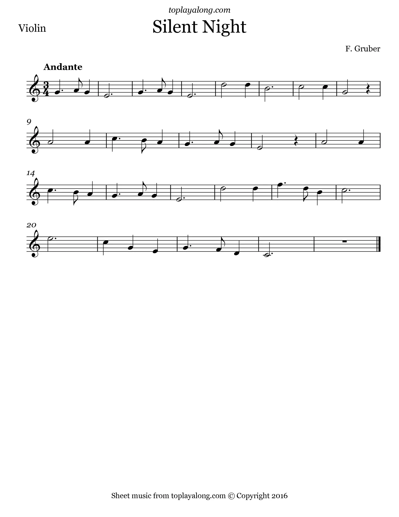 silent night partitura violin - What is the time signature of Silent Night