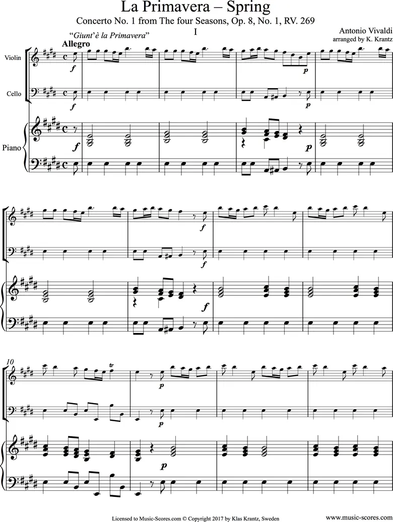 vivaldi spring violin and piano - What solo instrument is featured in Vivaldi's Spring Concerto