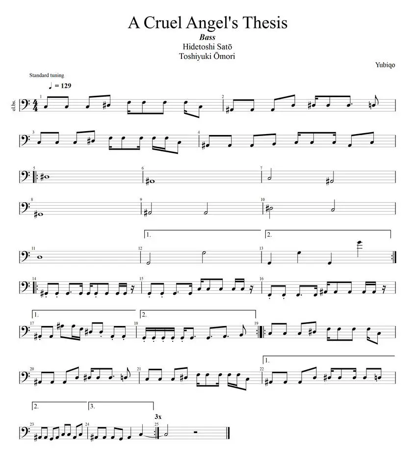 a cruel angel tesis tab violin - Where does a cruel angel's thesis come from