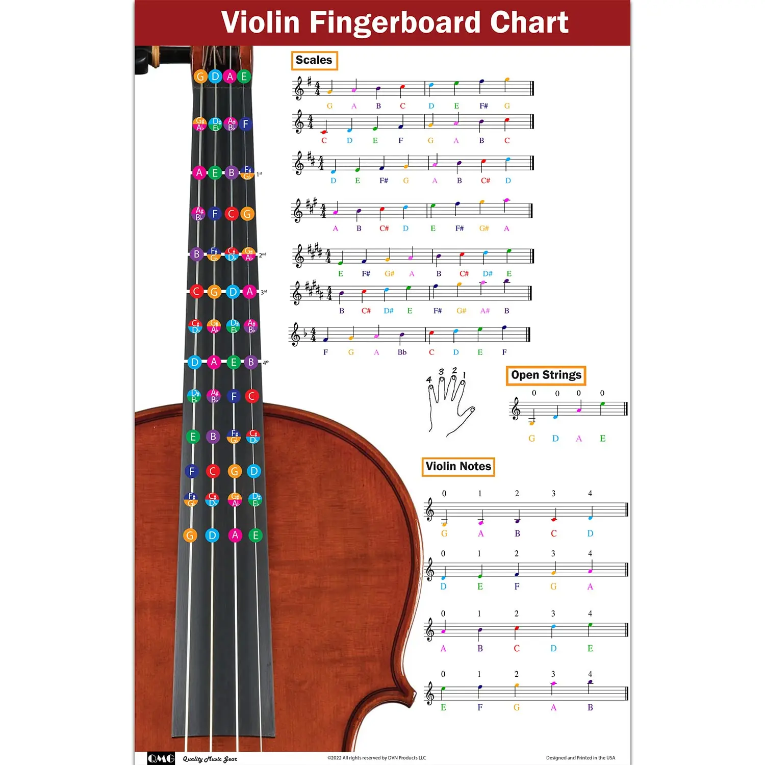 notes on violin fingerboard - Which fingers play which notes on violin