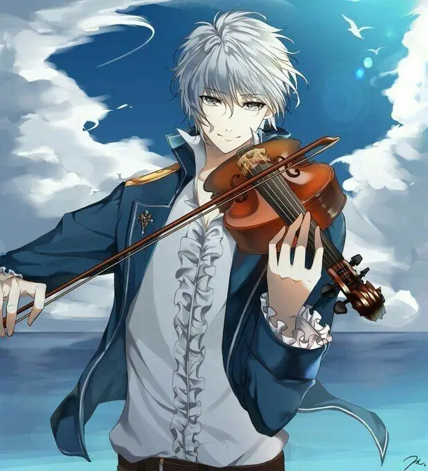 cabello blanco hombre anime violin - Cómo se llama el personaje de anime que tiene el pelo rojo y blanco