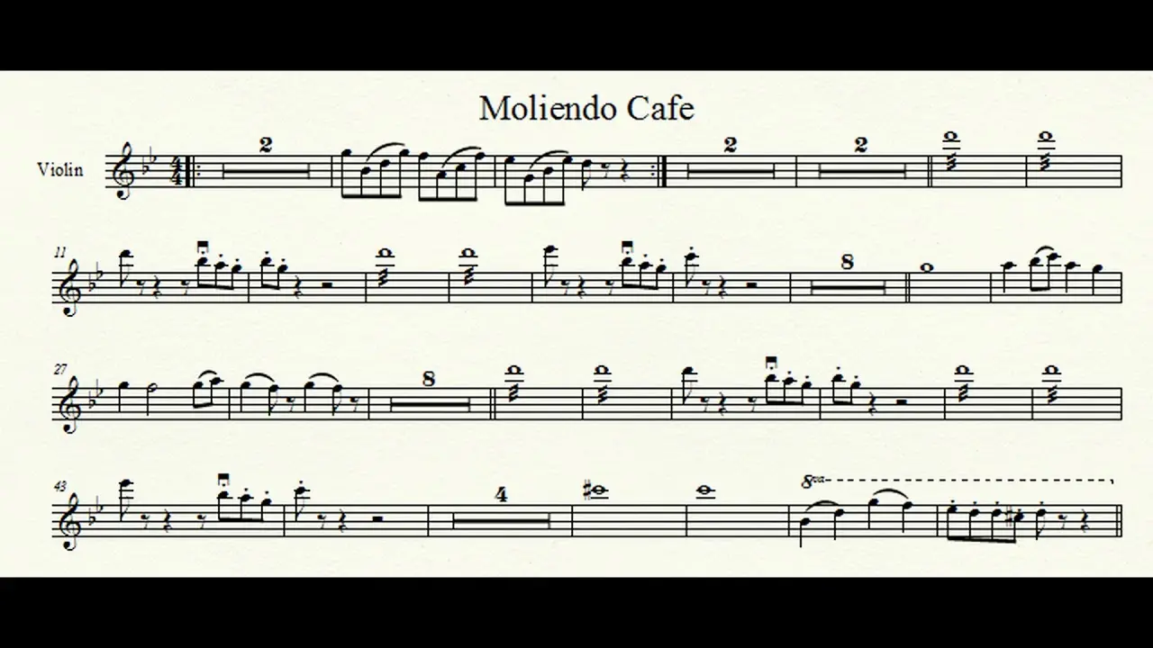 moliendo cafe partitura violin - Cuál es el ritmo de Moliendo Café