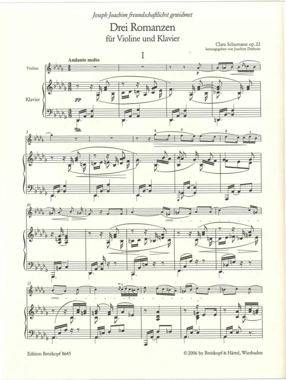 Clara Schumann: Tres Romances para Violín y Piano - Cuántas obras tiene Clara Schumann clara schumann tres romances para violín y piano - Cuántas obras tiene Clara Schumann
