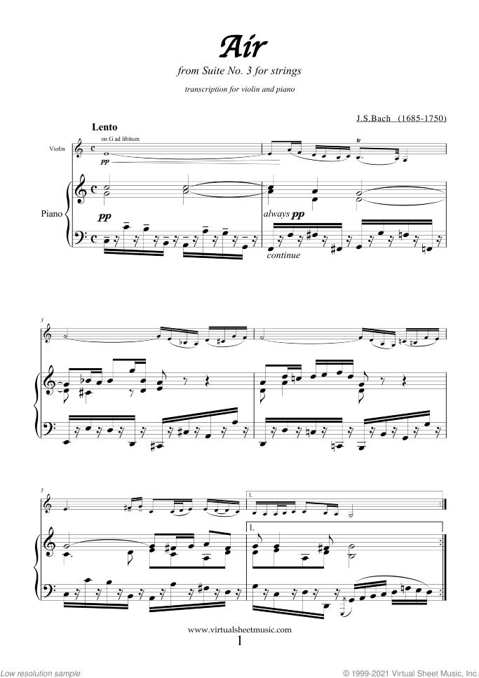 aria suite re bach partitura piano y violin - Cuántas Suites tiene Bach