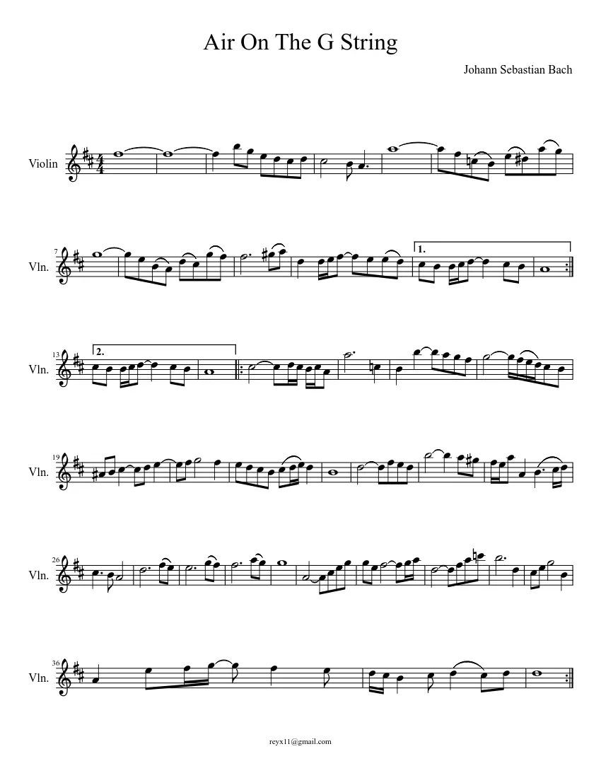 air bach violin imslp - Did Bach write Air on AG string