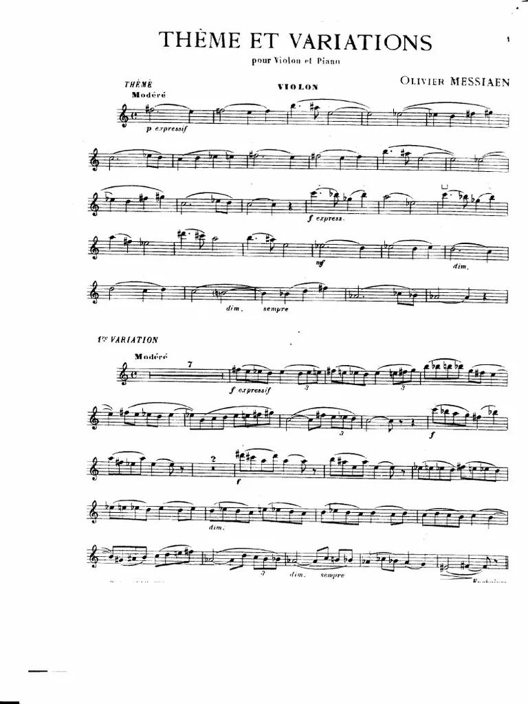 messiaen theme variations violin piano - Did Olivier Messiaen have synesthesia