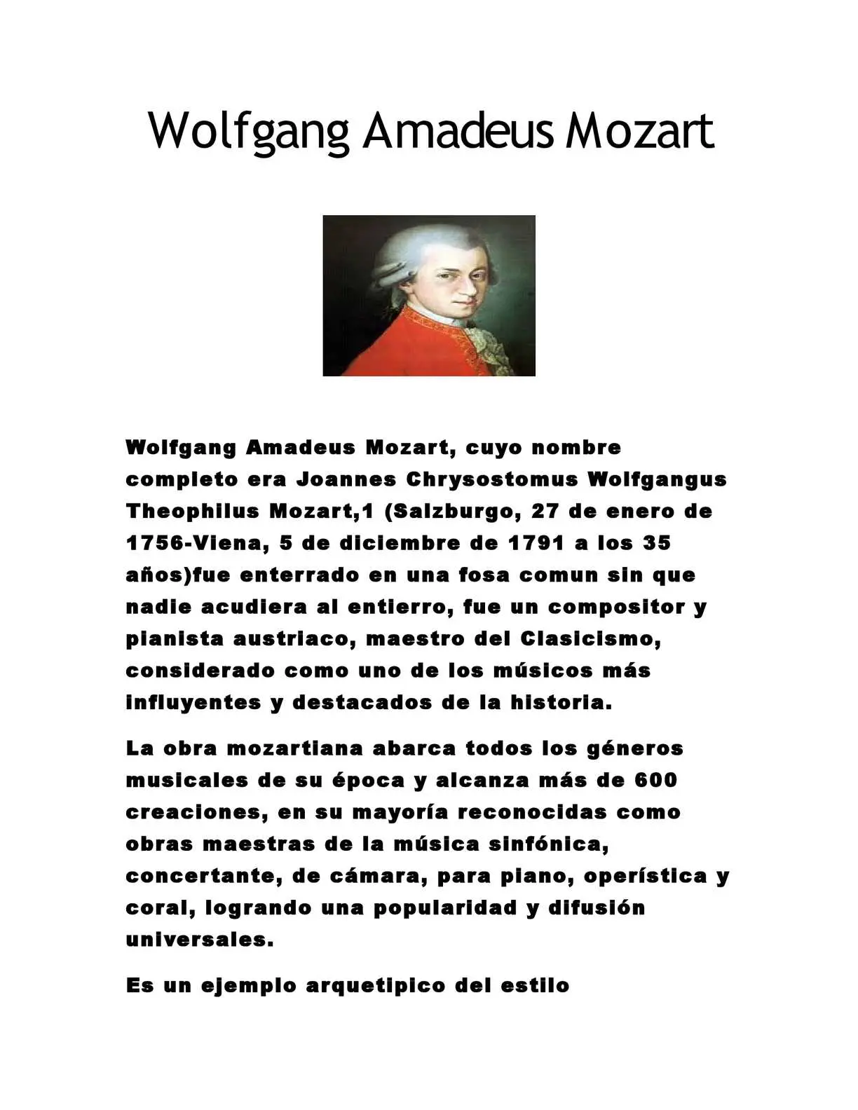 biografia del violinista mosat - Dónde estudió WA Mozart
