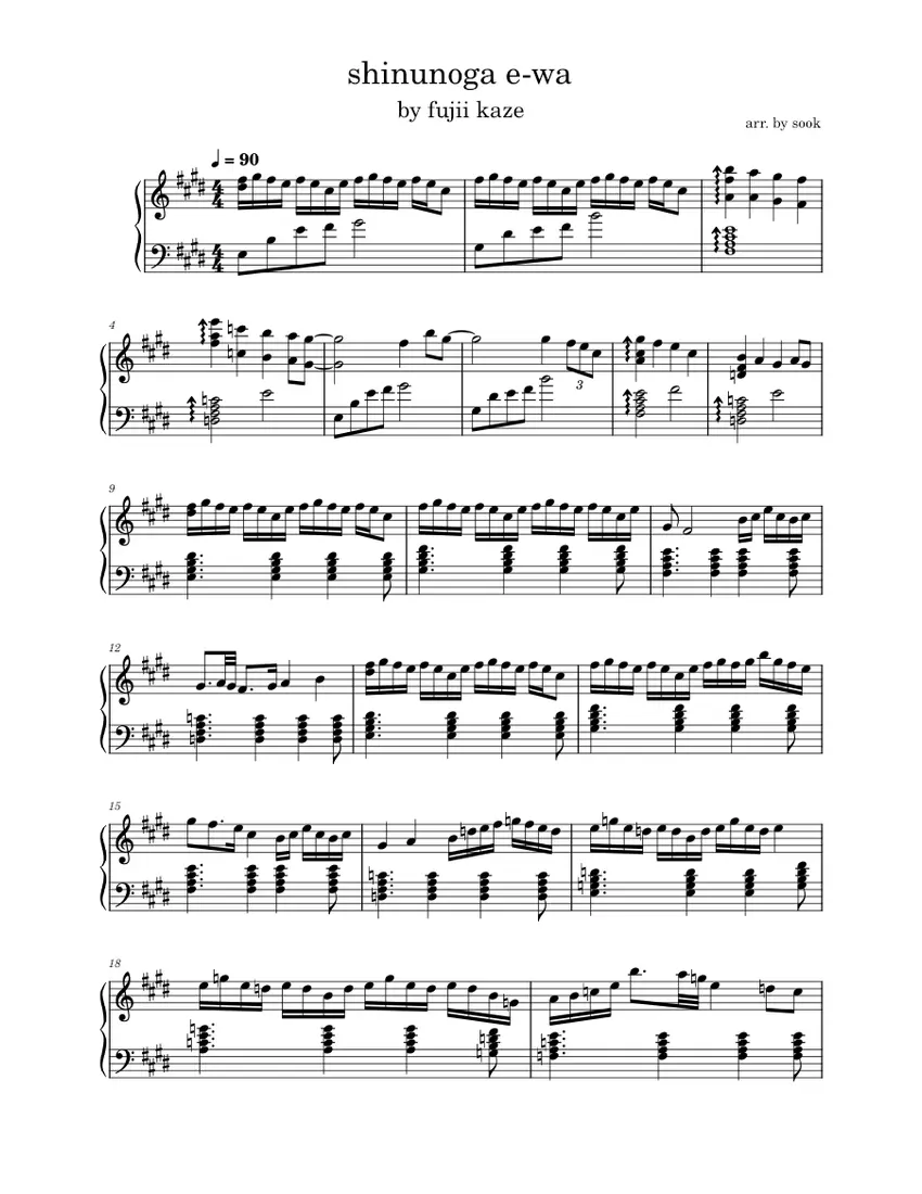 shinunoga e wa partitura violin - En qué escala está Shinunoga E WA