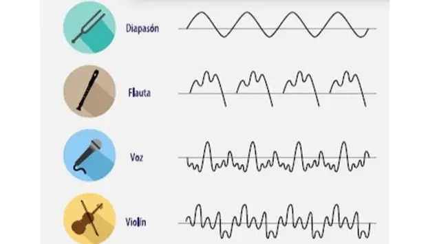 longitudes de ondas de diapasón flauta y violín - En qué se diferencia la frecuencia del sonido en tres tipos de instrumentos musicales