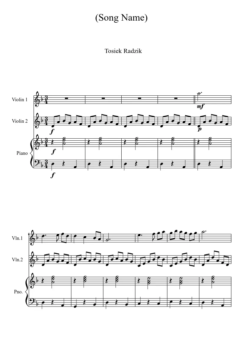 dueto easy violin piano - How do you write a violin piano duet