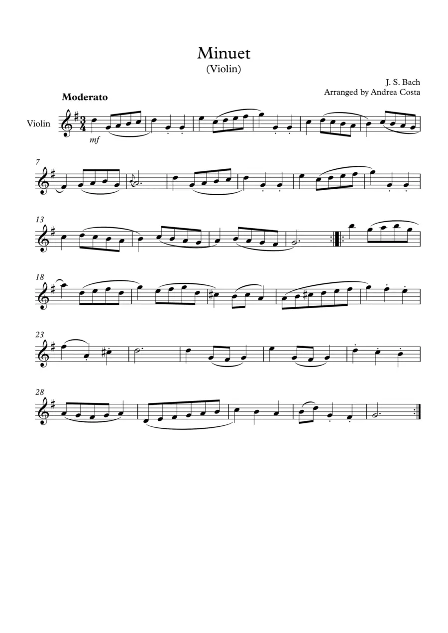 Minuet in G para violín y tuba: una pieza clásica para disfrutar - How many bars are in a Minuet in G minuet in g violin and tuba - How many bars are in a Minuet in G
