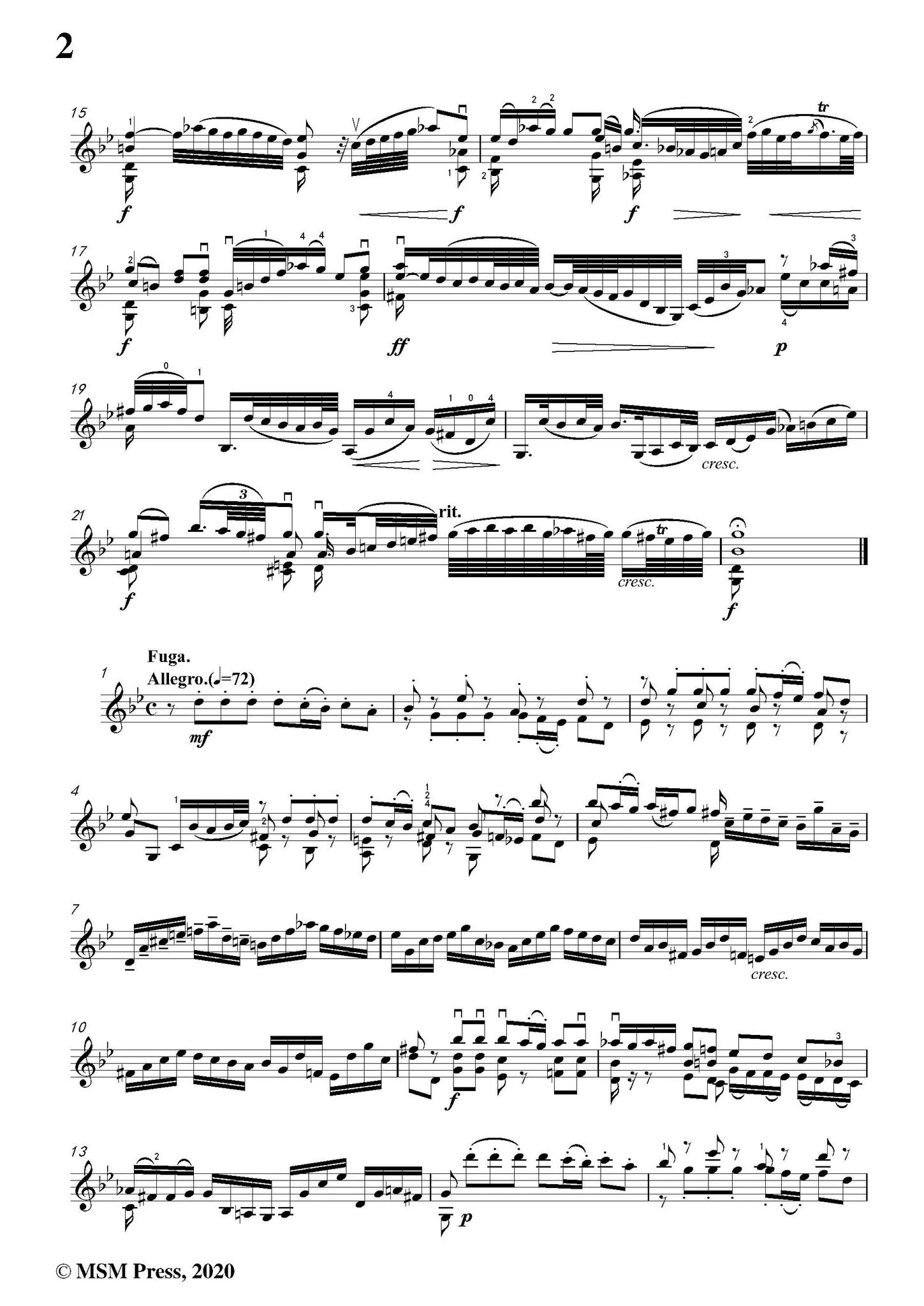 fugue from violin sonata in g minor - How many instrumental melodies enter at the beginning of the little fugue in G minor