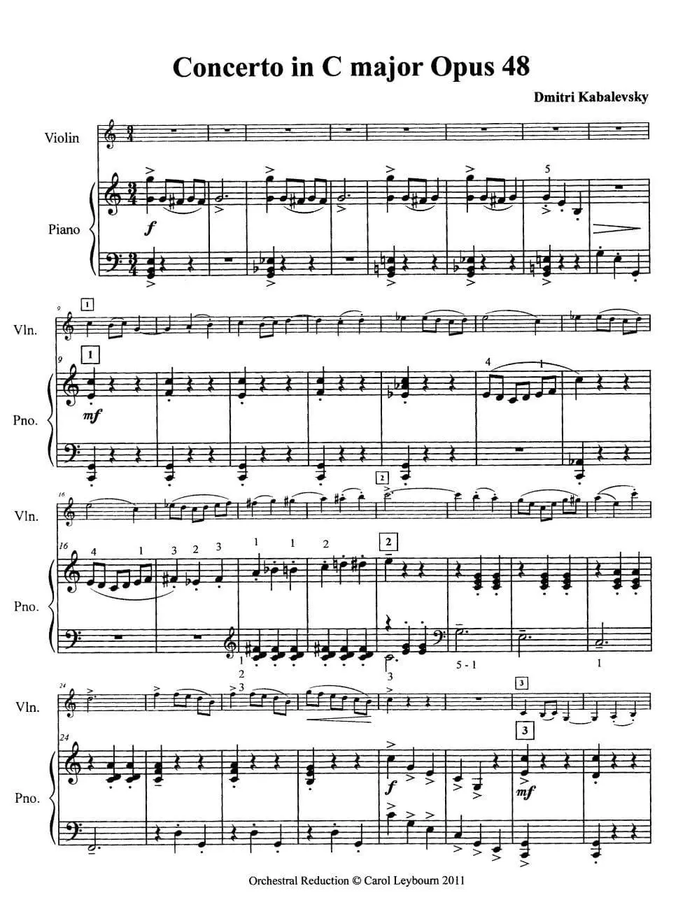 kabalevsky violin concerto score - How many sonatas did Kabalevsky write