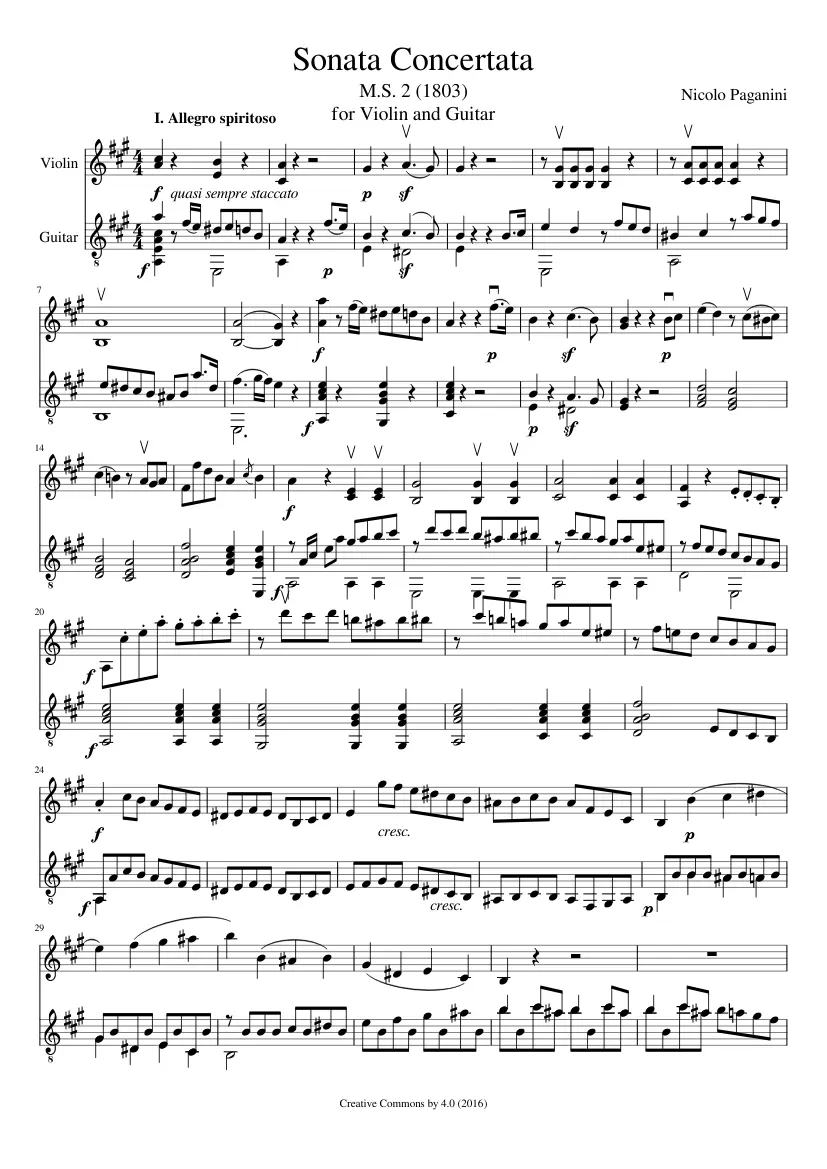 paganini violin sonata - How many sonatas did Paganini write