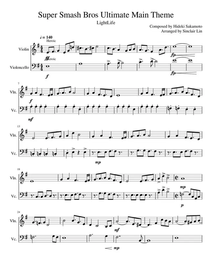 smash bros violin sheet - How many songs are in Smash