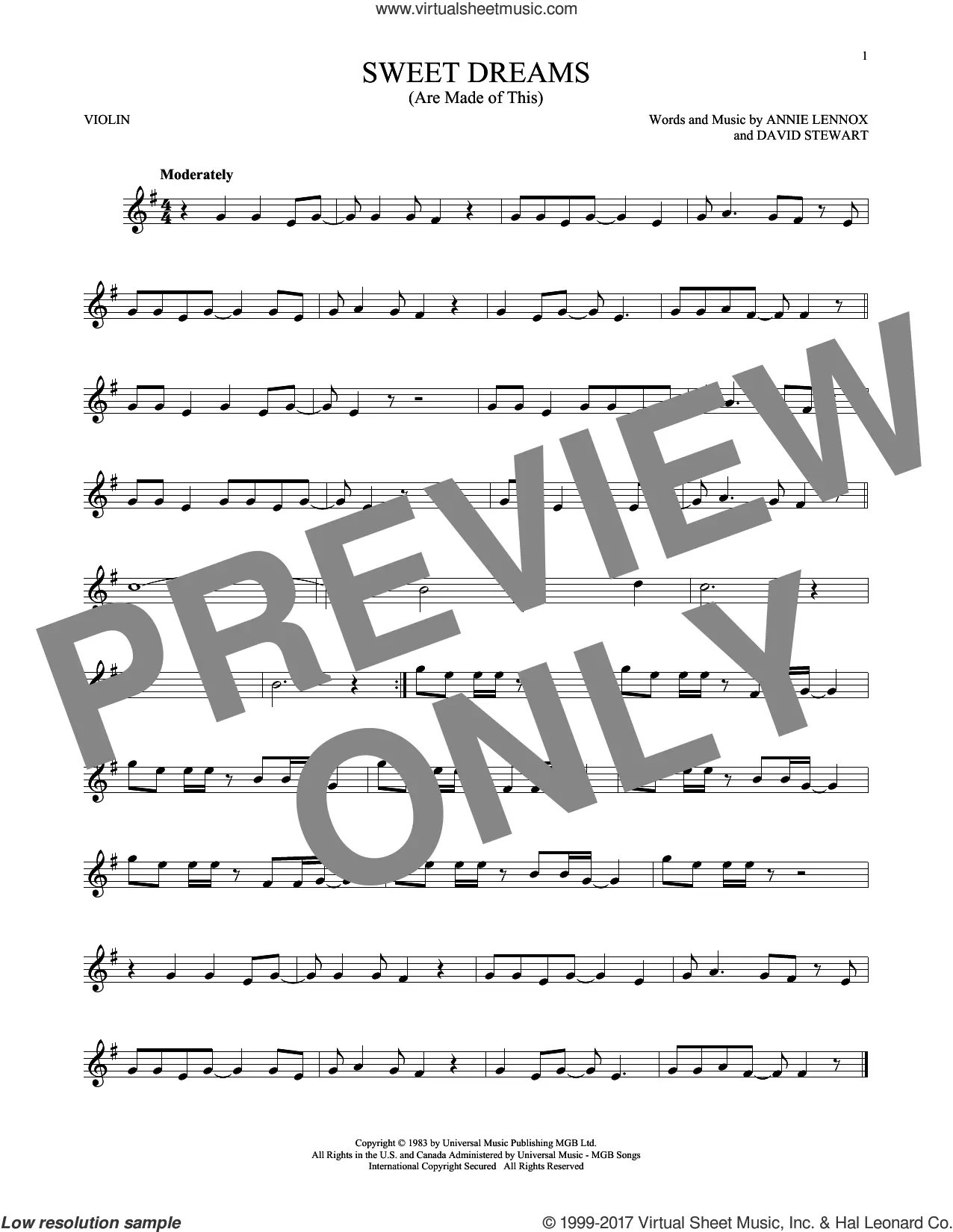 sweet dreams violin - How many times has Sweet Dreams been covered
