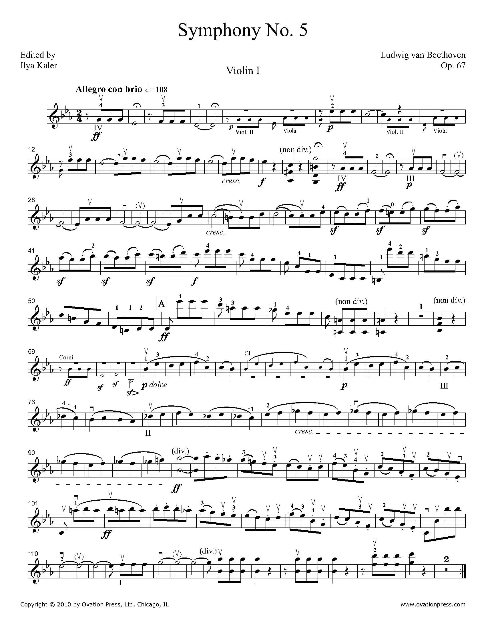 symphony partitura violin - How many violin sections are there in an orchestra