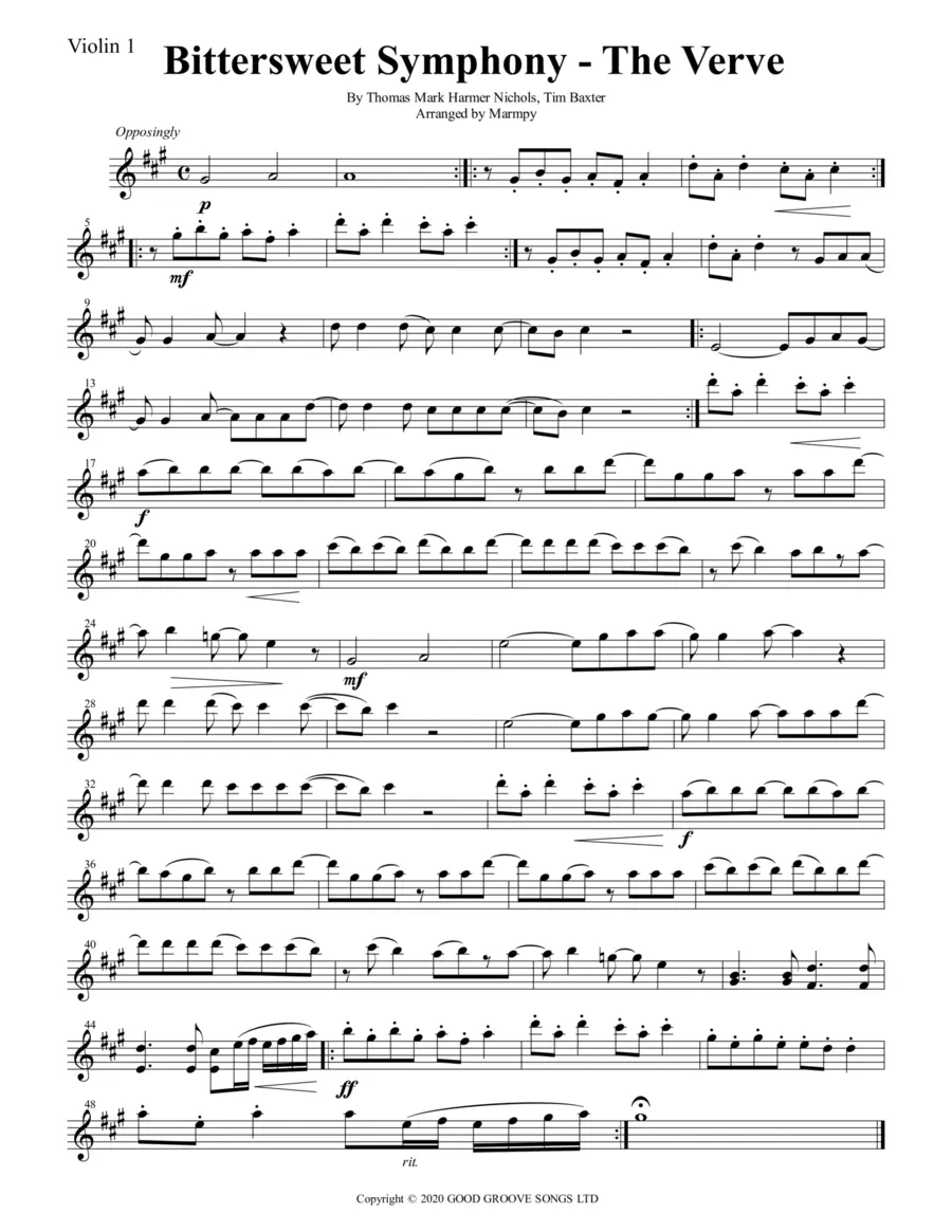 bittersweet symphony violin notes - Is Bitter Sweet Symphony a sad song