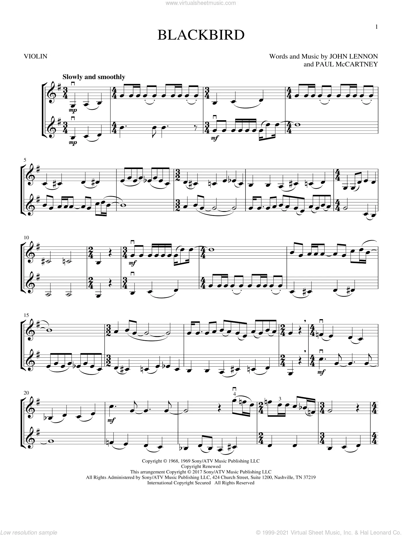 blackbird partitura violin - Is Blackbird a hard song to play