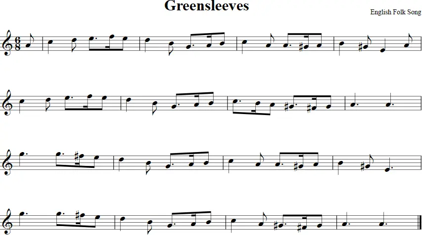 greensleeves violin sheet - Is Greensleeves in a minor key