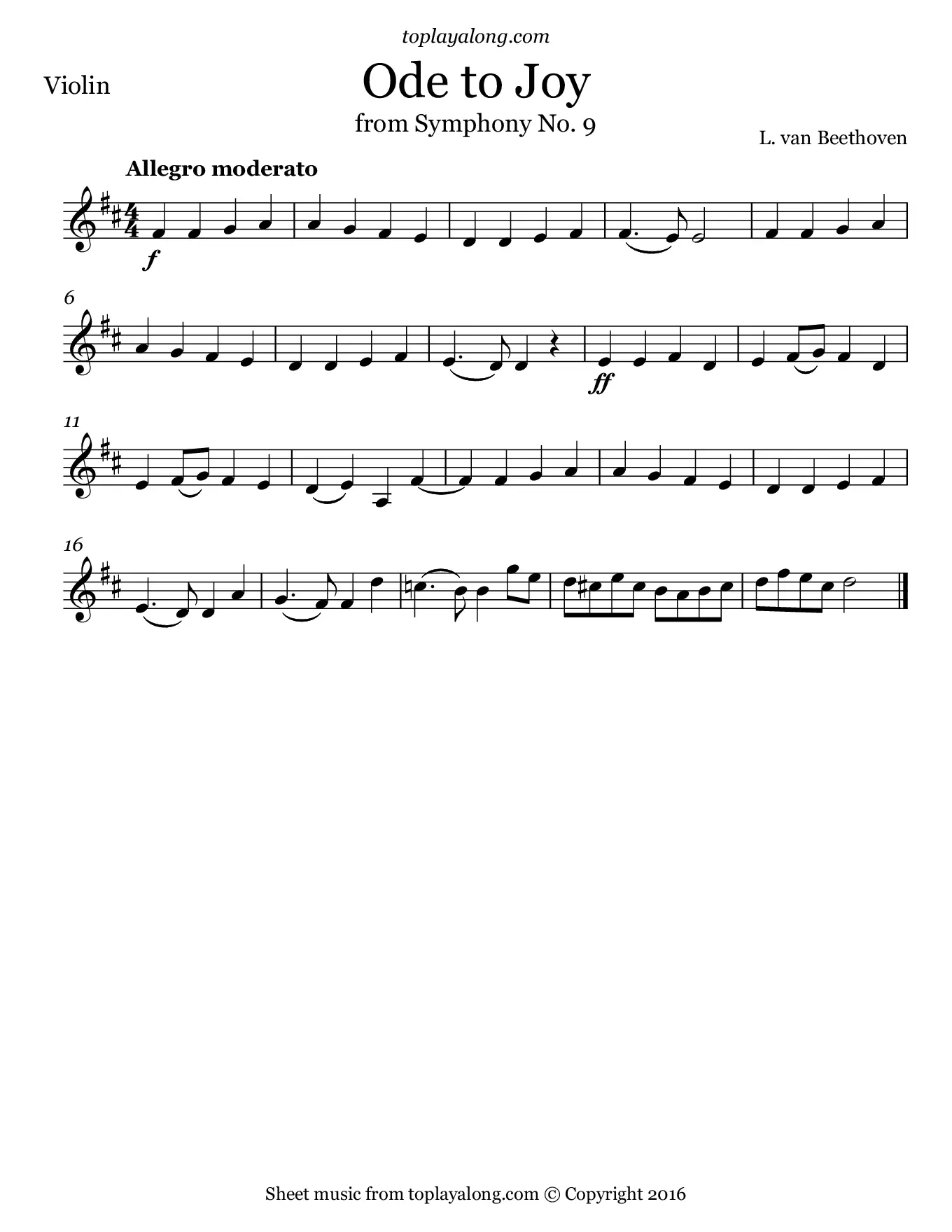 ode to joy violin sheett - Is Ode to Joy a beginner song