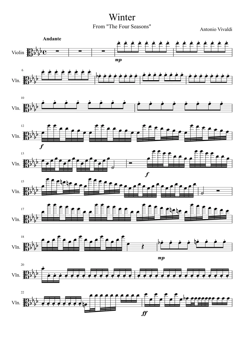 invierno vivaldi violin tutorial - Qué nivel tiene Vivaldi Four Seasons