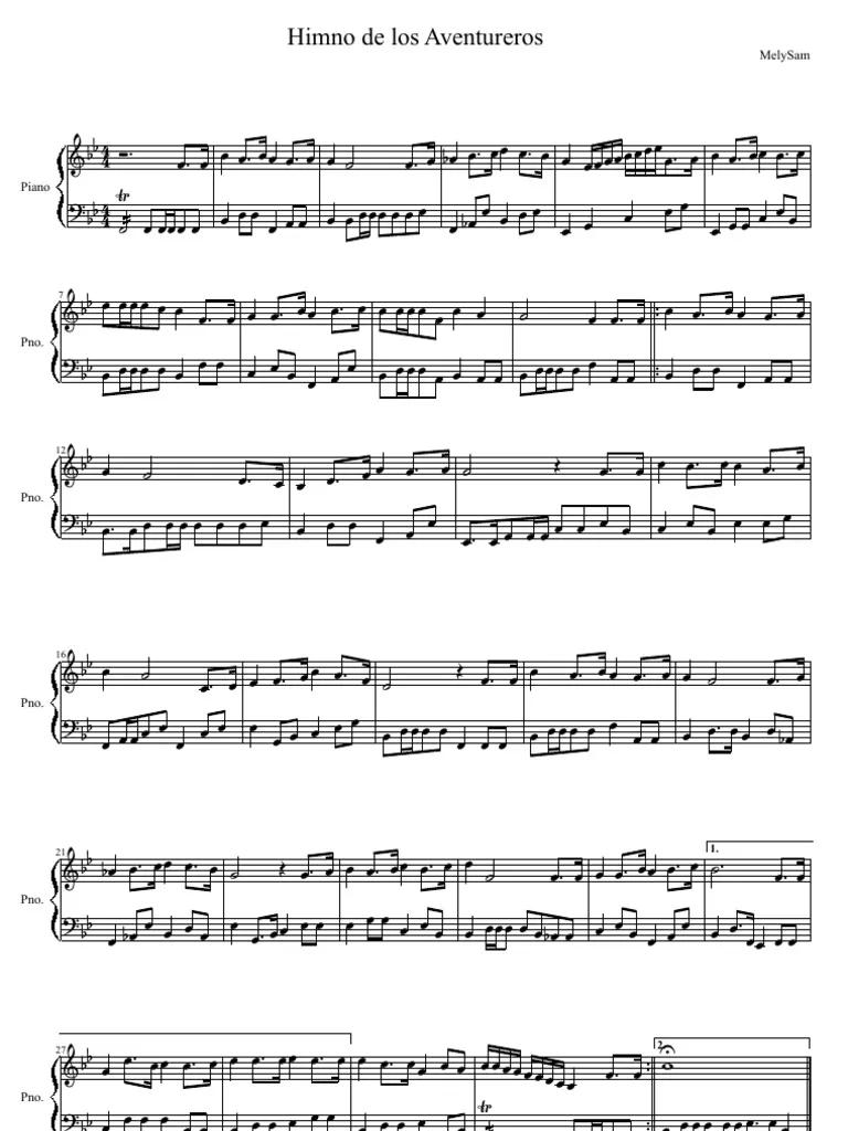 Partitura del Himno de los Aventureros para Violín - Quién escribio el himno de aventureros partitura del himno de los aventureros para violin - Quién escribio el himno de aventureros