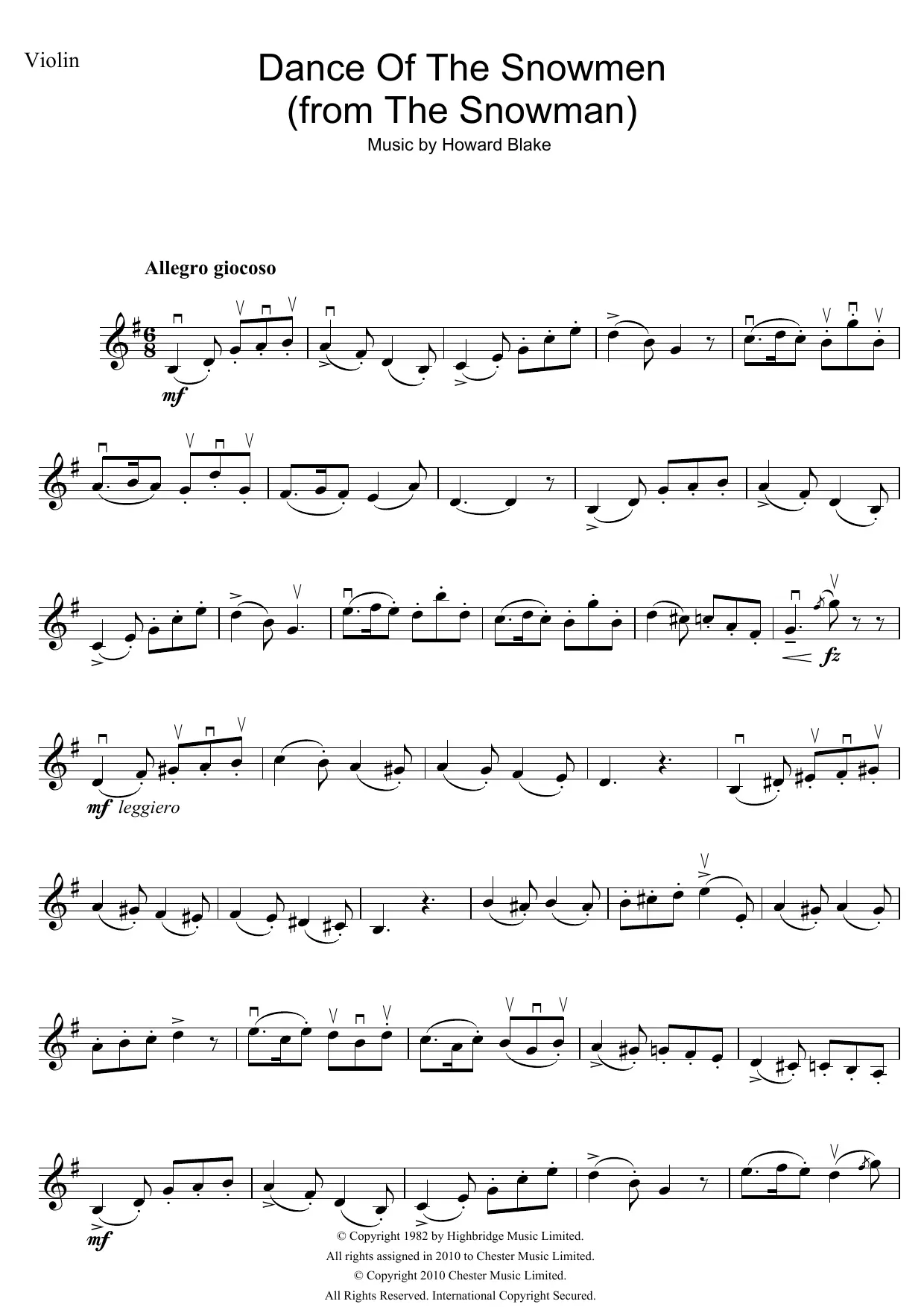 snowman partitura violin - What does Snowman by Sia sound like