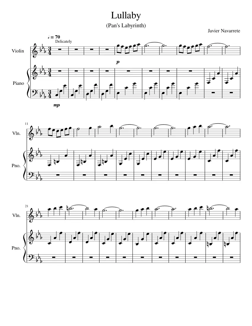 pan's labyrinth lullaby violin partitura - What does the lullaby represent in Pan's Labyrinth