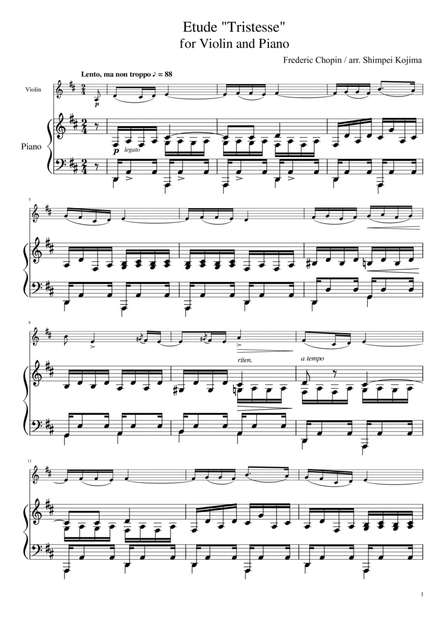 chopin tristesse imslp violin - What grade is Aeolian Harp Etude