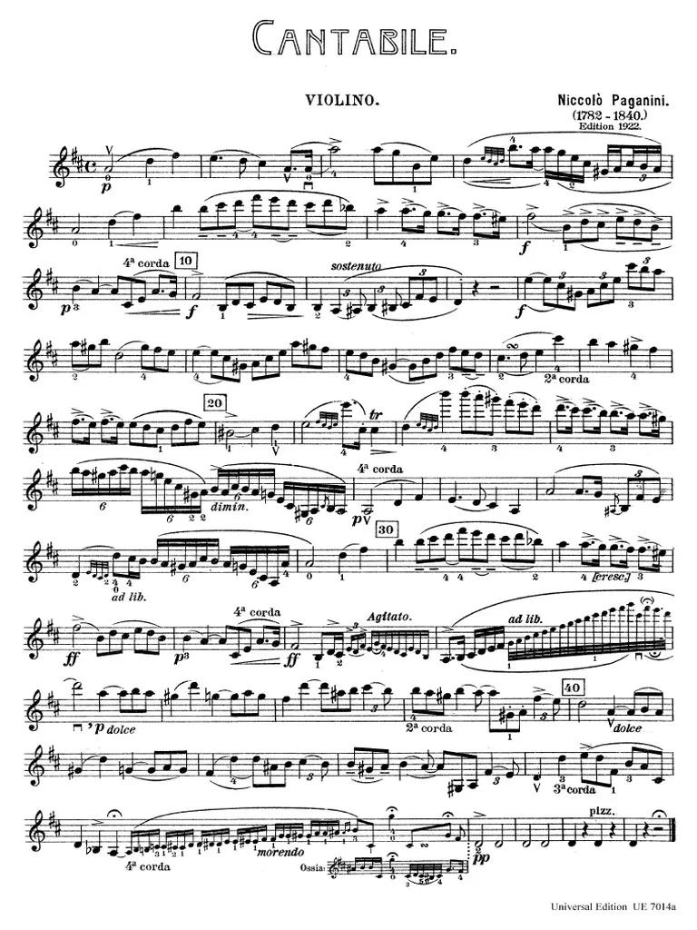 cantabile sheet violin - What grade is Cantabile Paganini