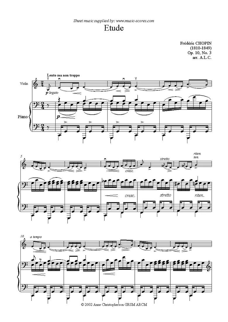chopin etude on violin - What grade is Chopin Etude No 3