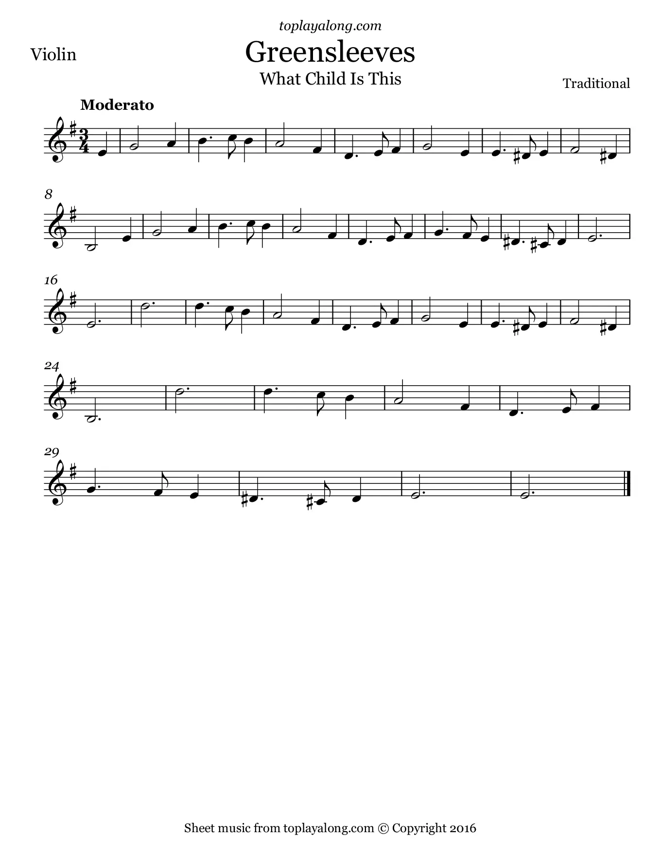 greensleeves violin sheet - What grade is Greensleeves on a piano