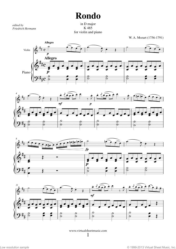 imslp mozart rondo violin d minor - What grade is Mozart Rondo in D major