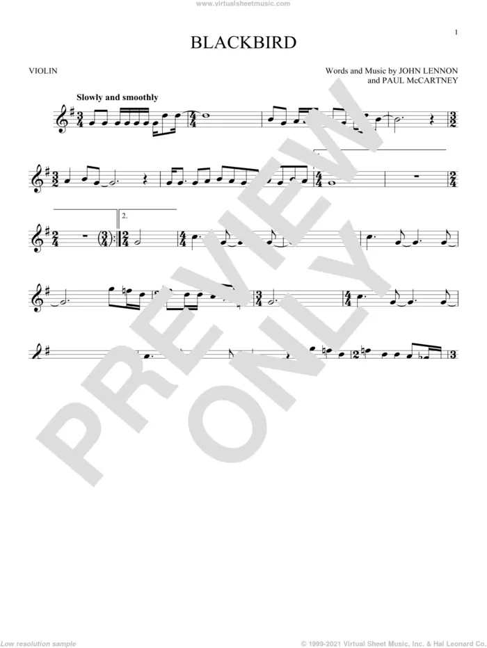 blackbird partitura violin - What guitar did Paul McCartney write Blackbird on
