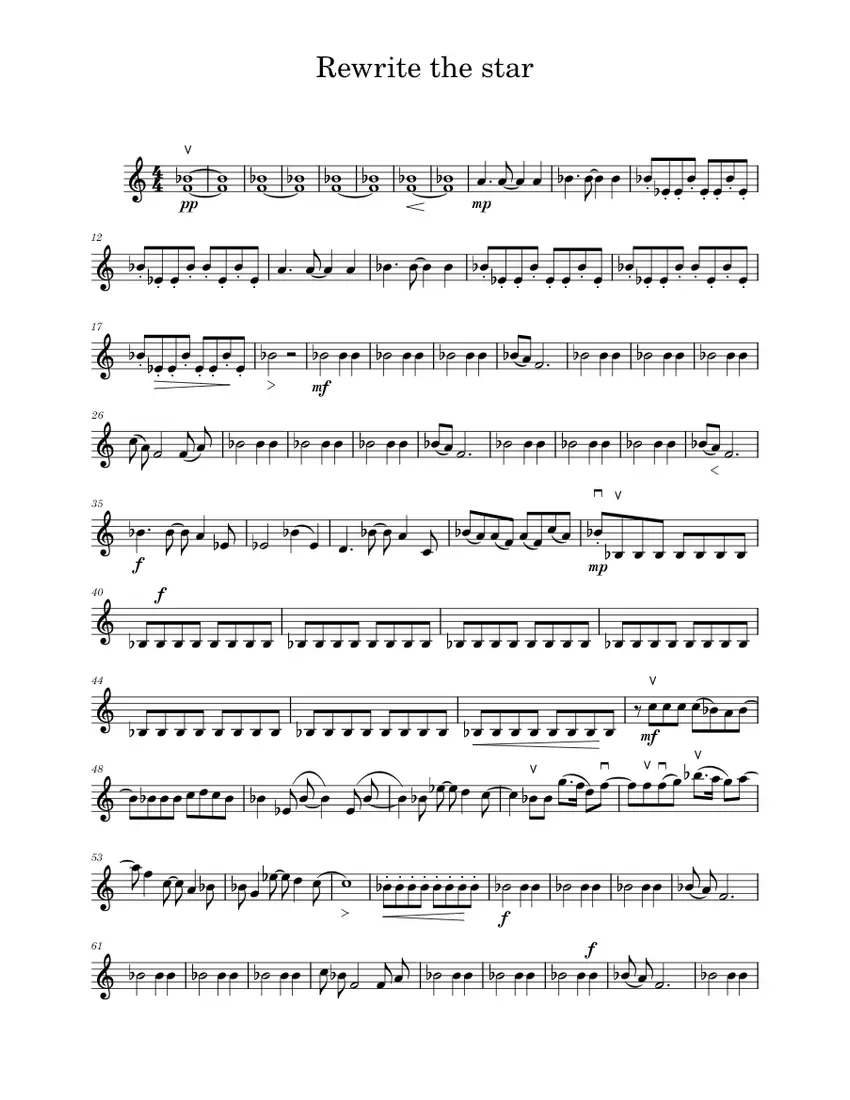 rewrite the stars violin sheet - What instrument is used in rewrite the stars