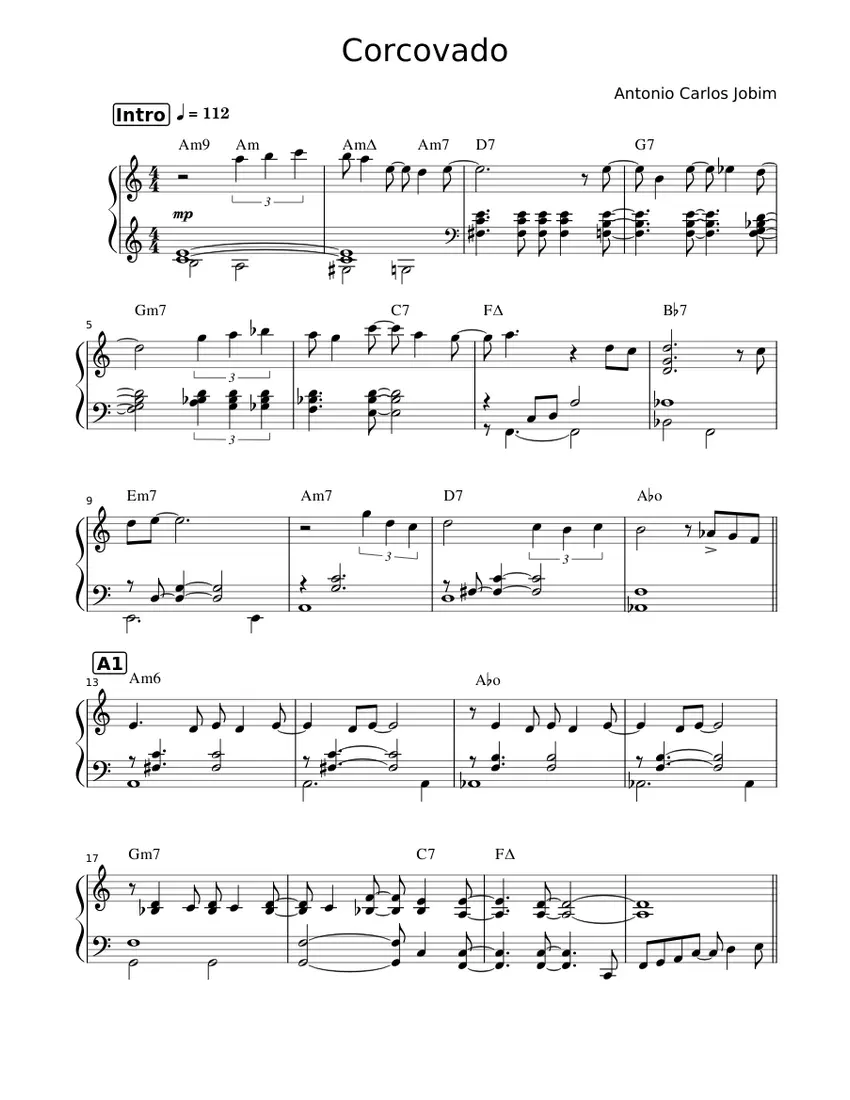 corcovado violin score - What instruments are in Corcovado